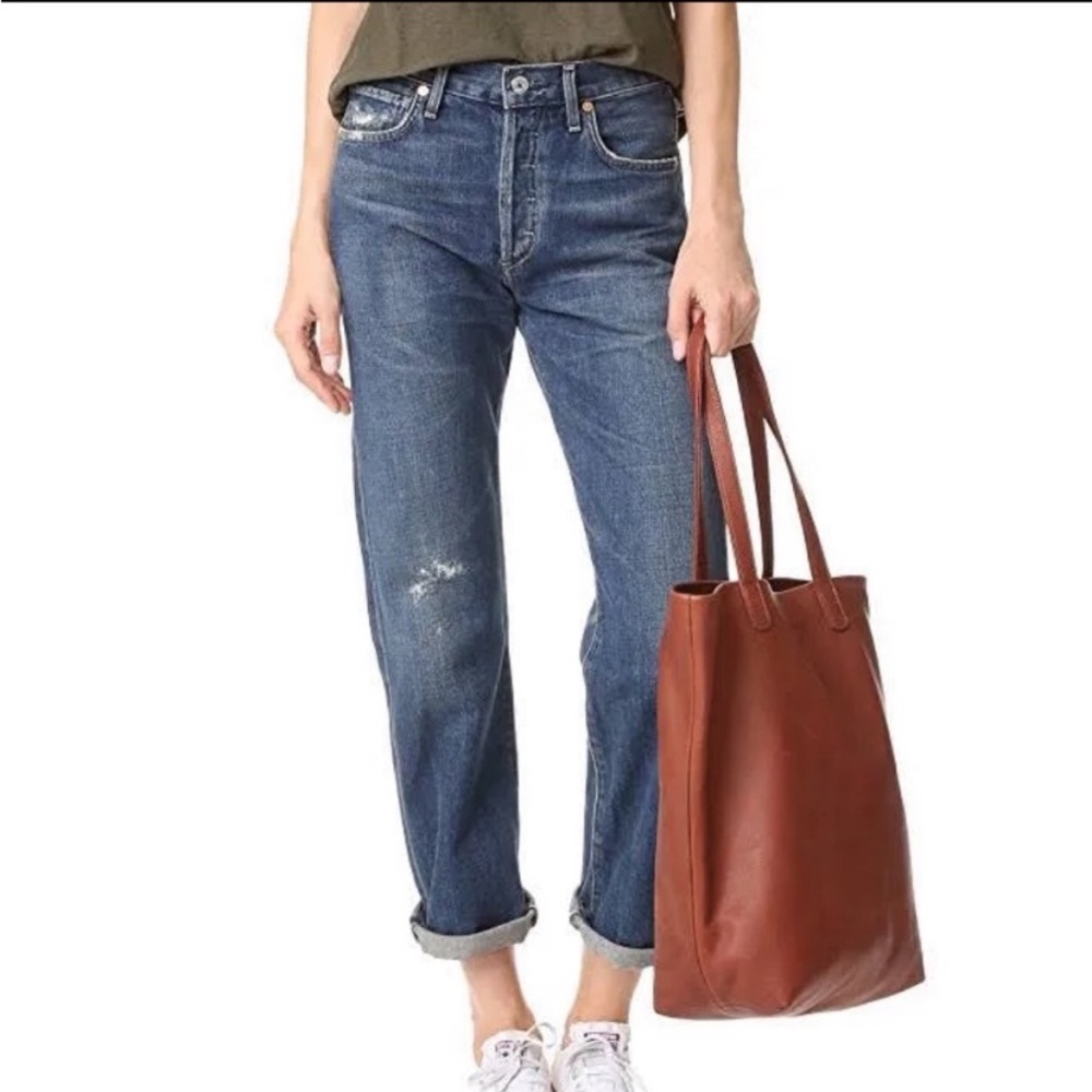 CITIZENS OF HUMANITY Cora High Rise Relaxed Crop Jeans Distressed Button Fly 25